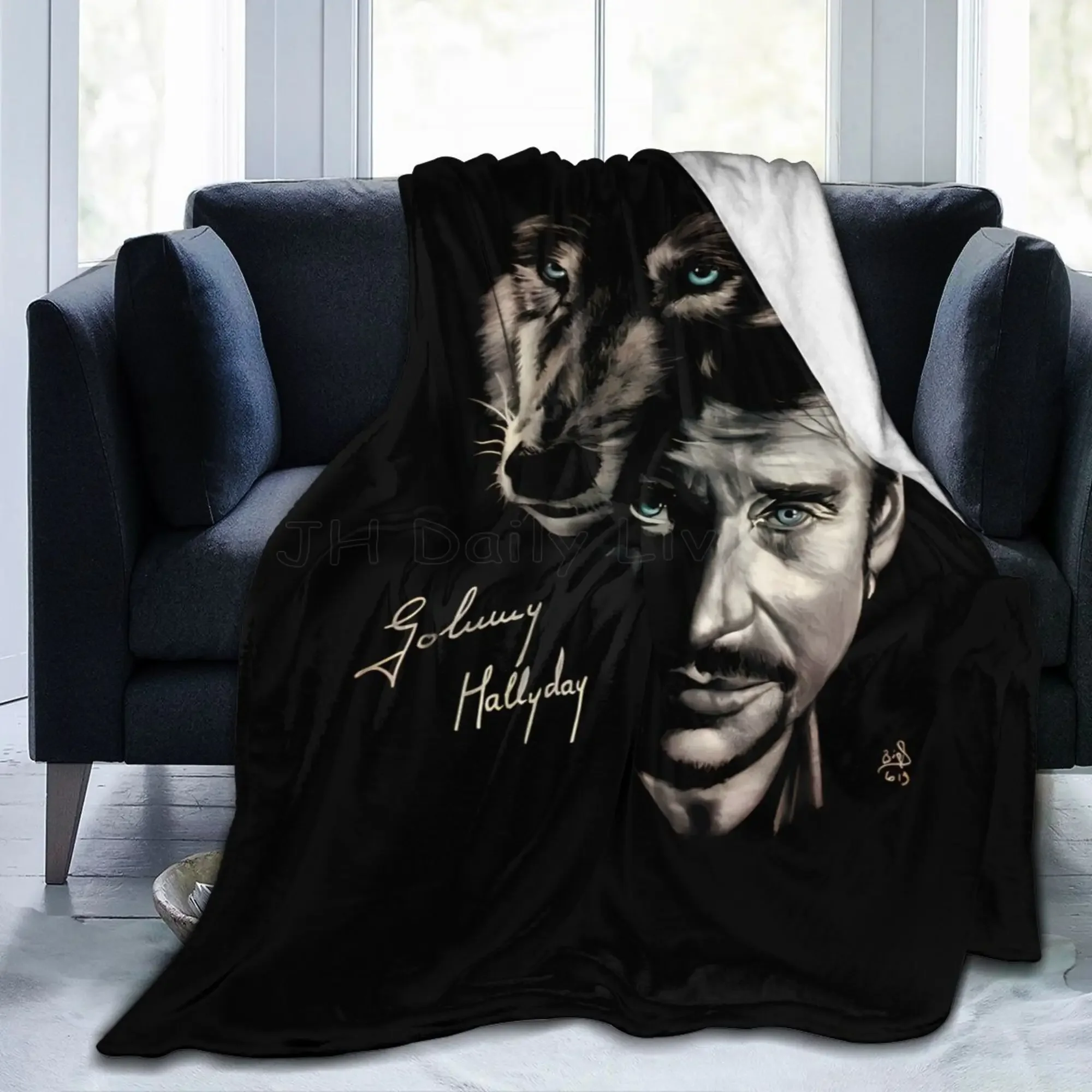 Johnny Hallyday Macio Cobertor Quente, Flanela Aconchegante Leve, Cobertor De Cama De Lã, Presente De Decoração De Casa, Cadeira E Sofá, 80x60\