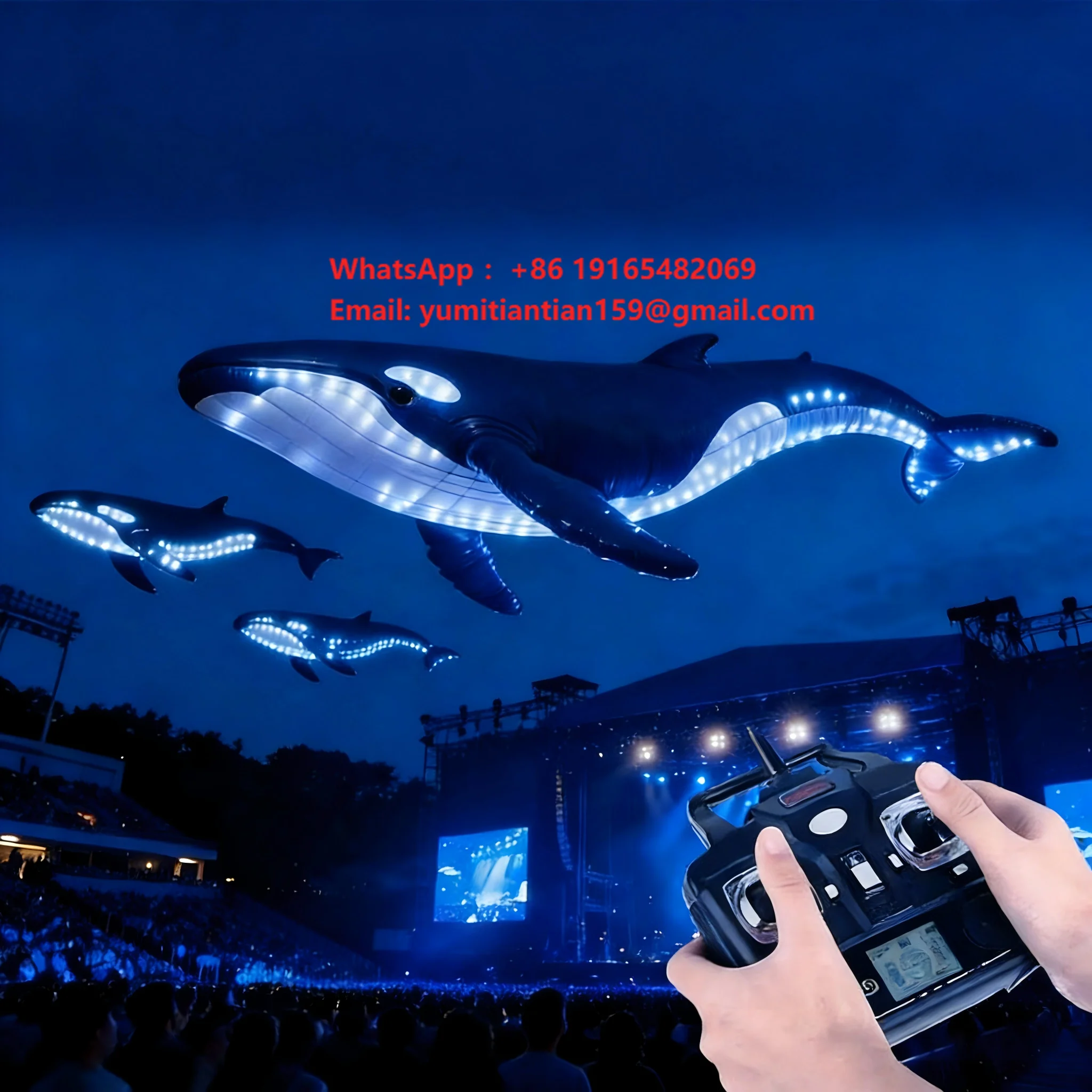 Bionic Inflatable Remote-Controlled Flying Whale Drone Toy Performance Prop for Scenic Spots Malls and Aquariums