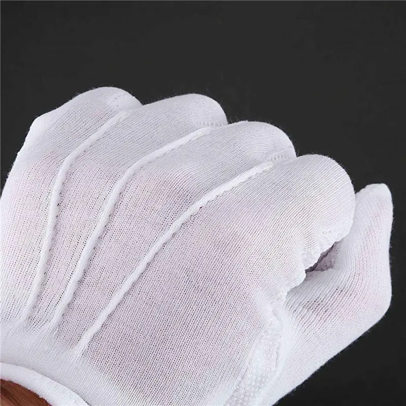 A03Z-8 Pair Protective Anti-Slip White Cotton Work Driving Gloves