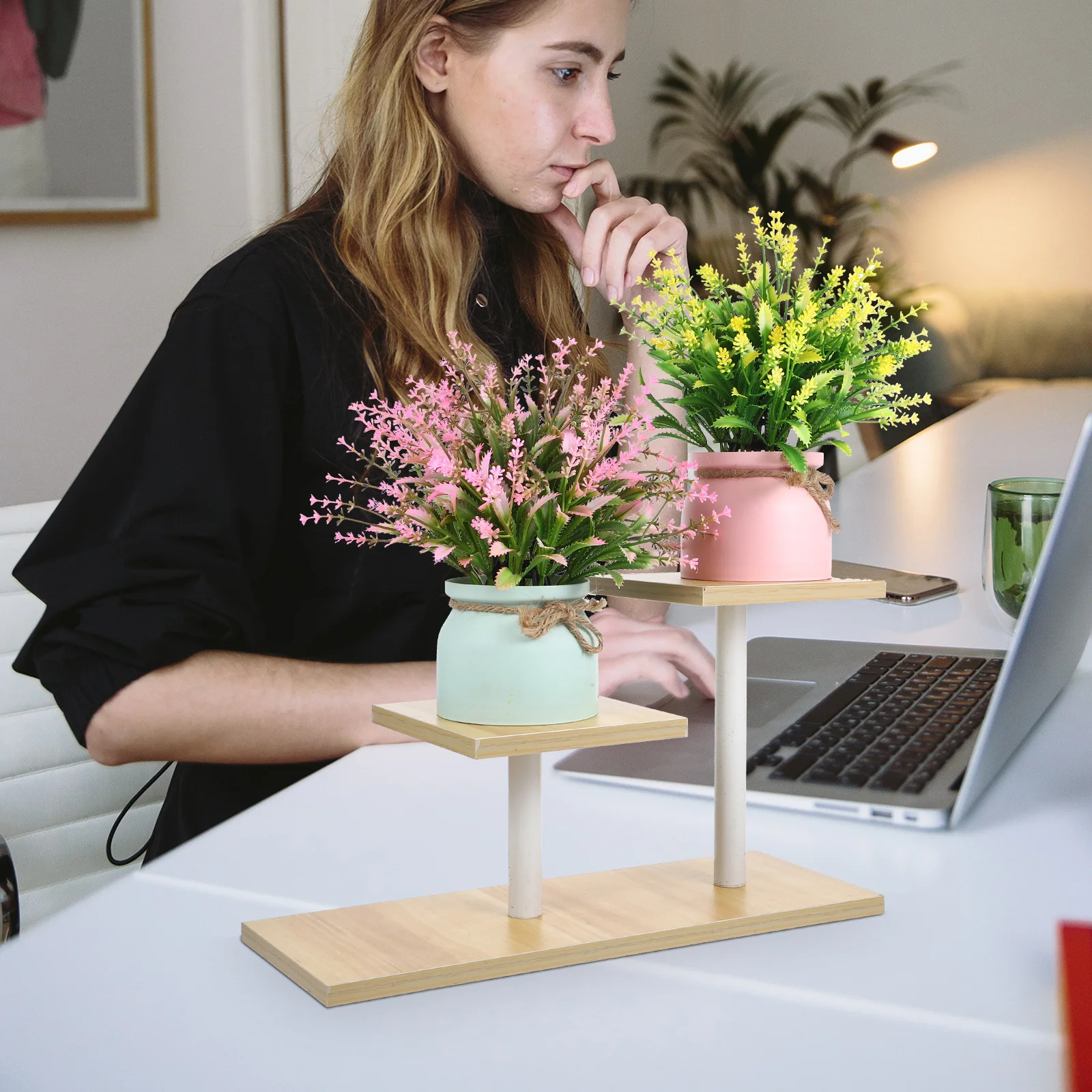 

Desktop 3-Tier Plant Stand with Sturdy Design Multi-Level Flower Pot Rack for Indoor Plants Bonsai Succulents Office Study