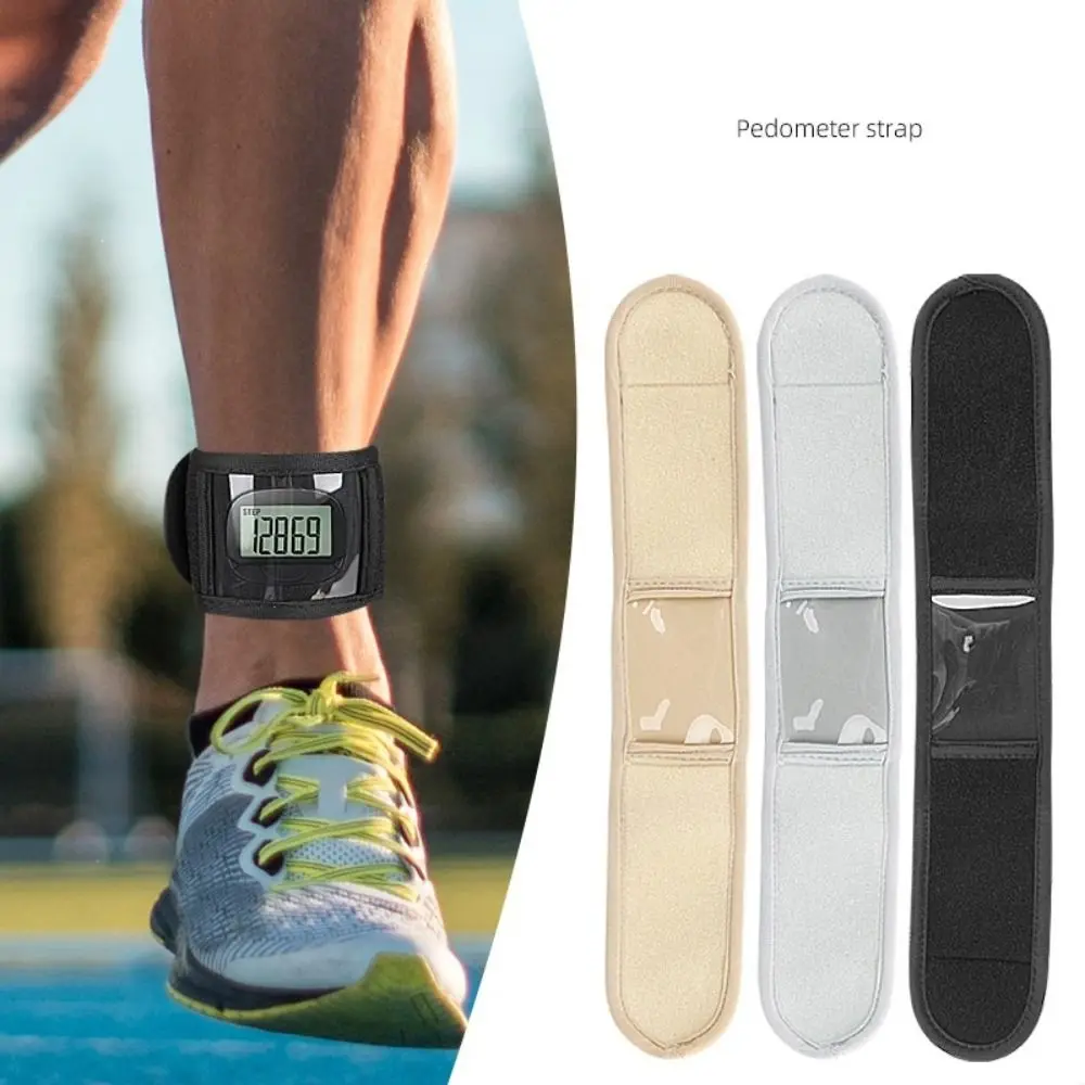 Portable with Transparent Pouch Pedometer Strap Adjustable Elastic Step Counter Band Waterproof Ankle Band Sports