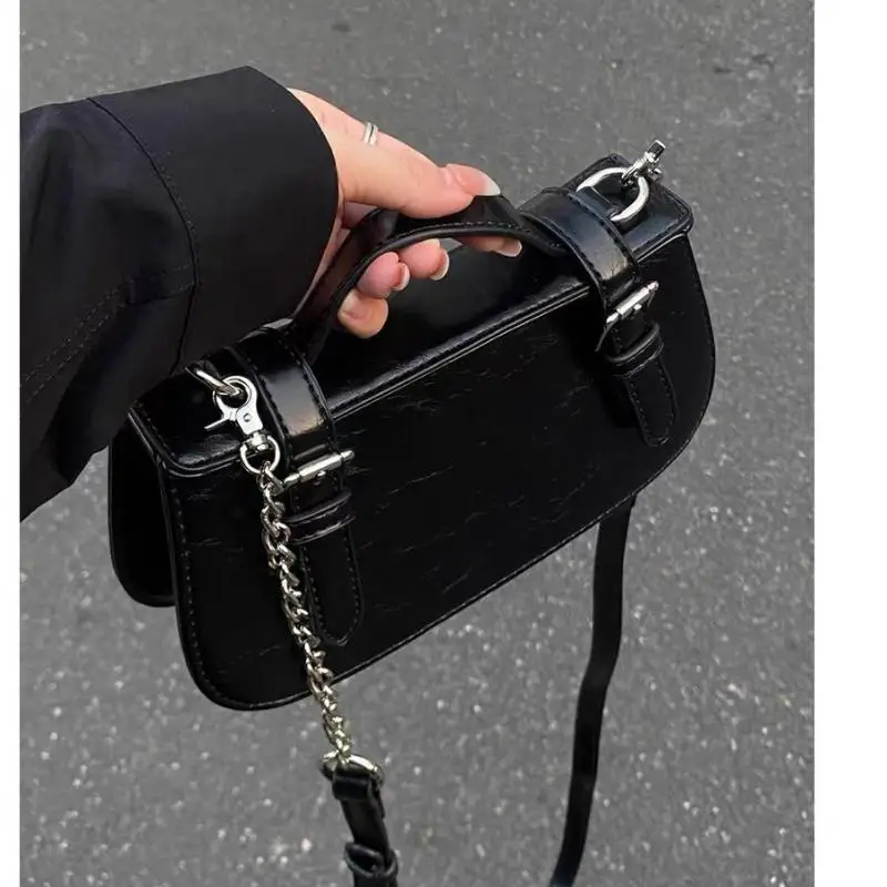 Handbag Women's Underarm Bag New Vintage Oil Wax Leather Small Square Bag Single Shoulder Bag Women's Crossbody Bag Backpack