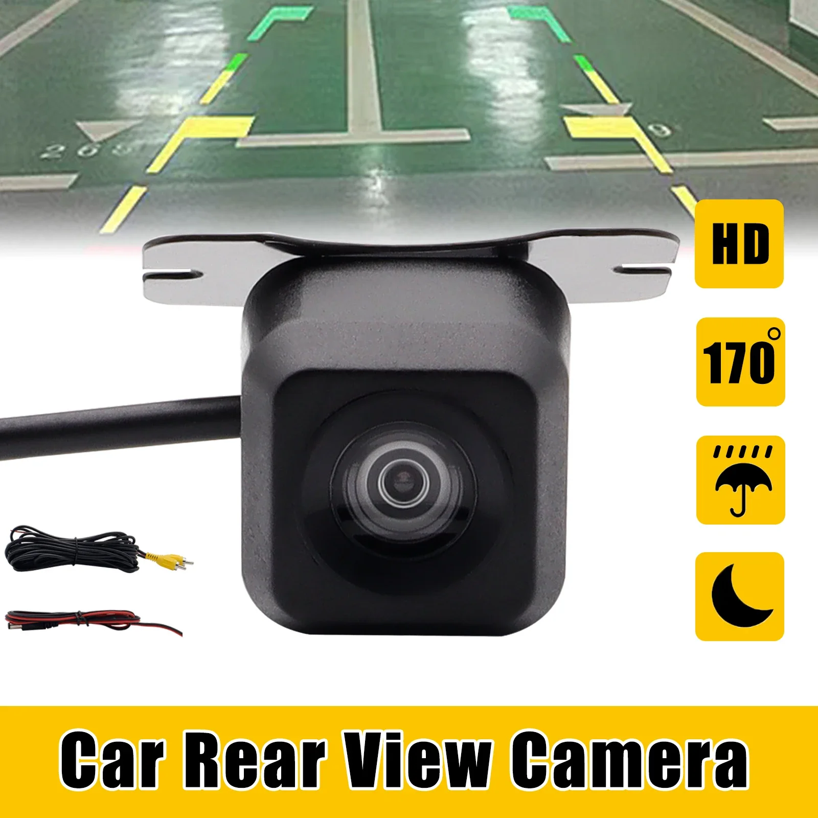 Car Rear View Backup Parking Reverse Camera Universal Night Vision Dustproof Waterproof IP68 170° Wide Angle HD CMOS Color Image
