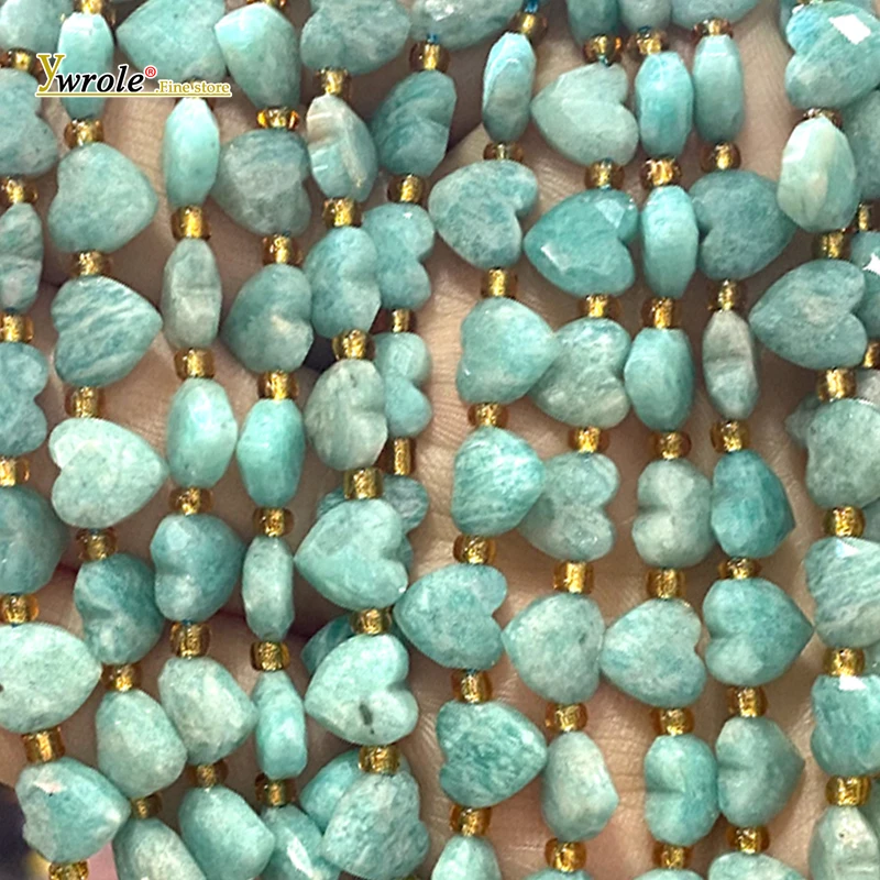 8x8MM Side Drilled Love Heart Amazonite Faceted Natural Stone Spacer Beads for Jewelry Make Diy Bracelet Charms Accessories