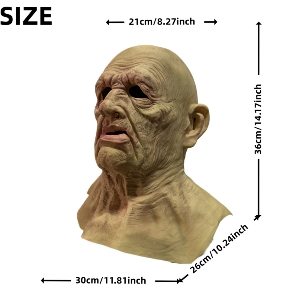 Realistische langhalsige Gummi-Silikon-Latex-Maske für Partys, Kostümzubehör für alte Männer mit weichem Touch-Gefühl
