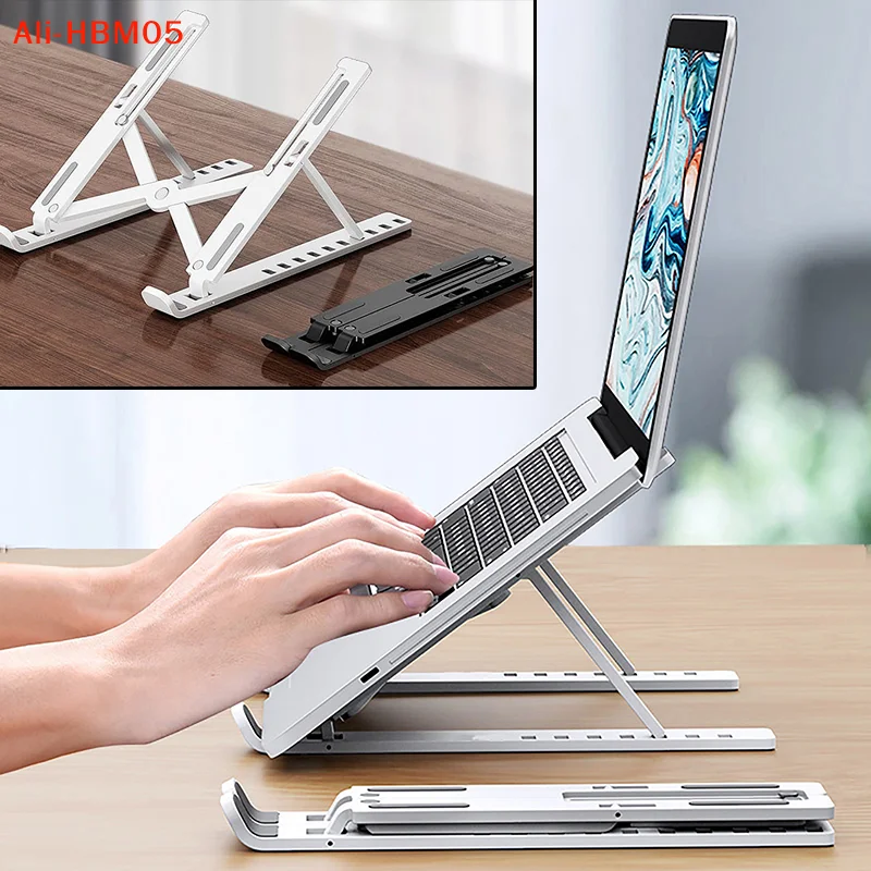 (HB05) Suporte universal para laptop, suporte ajustável para notebook, base de resfriamento dobrável e antiderrapante para tablet e telefone