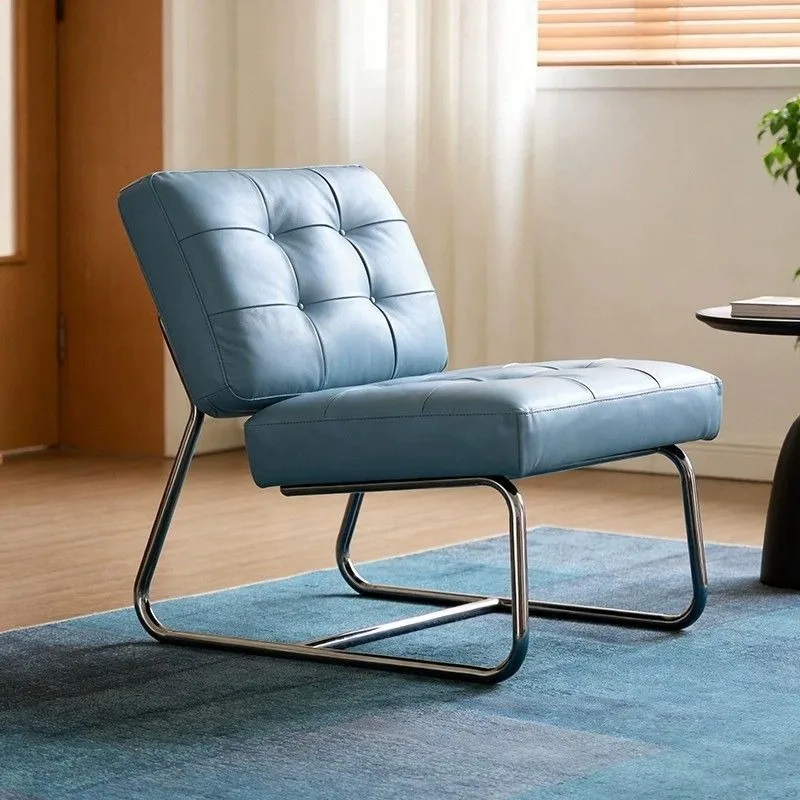 Italian minimalist designer single leisure chair, Bauhaus modern living room, bed and breakfast, cafe, leather sofa chair