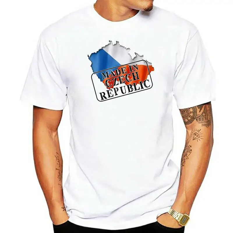 Made In Czech Republic - Flag And Map - Mens T Shirt Short Sleeves New Fashion T shirt Men Clothing