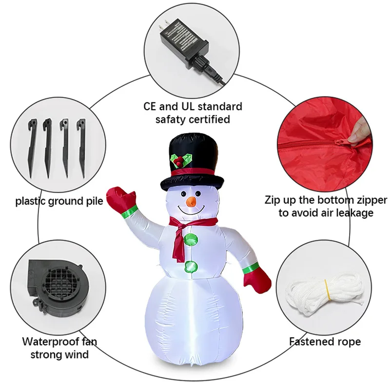 1.2M Christmas inflatable decoration outdoor courtyard garden party ornament LED light Christmas snowman air mold