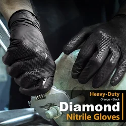 Disposable Nitrile Gloves With Raised  Texture, Tear Resistant, Industrial Grade, Black Orange Heavy Duty Disposable Gloves, Mec