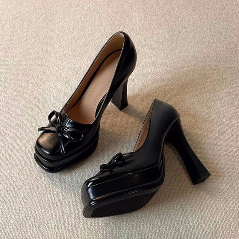 

Женские туфли Мэри Джейн на очень высоком каблуке с бантом, весенняя женская обувь на платформе, 2026, роскошные туфли-лодочки, массивные модельные кожаные туфли, Zapatos Lady