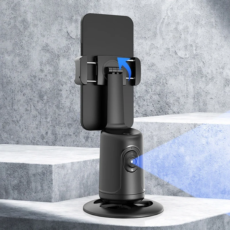 โทรศัพท์ติดตามใบหน้าอัตโนมัติกันสั่น 360 °   ขาตั้งกล้องโทรศัพท์กิมบอลแบบใช้มือถือแบบหมุนได้สําหรับการสตรีมสด