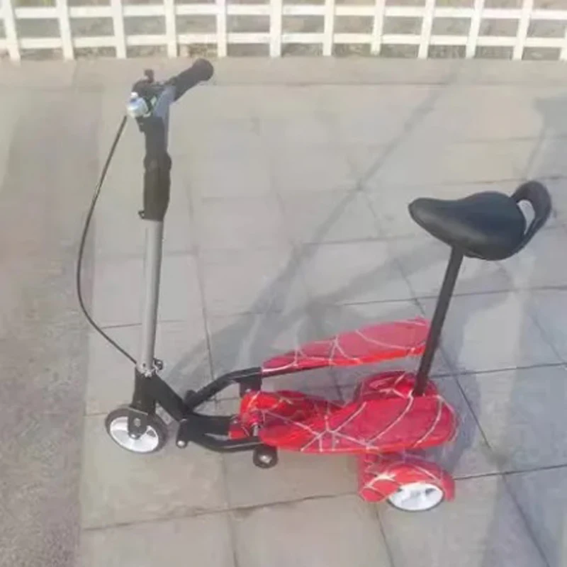 Scooter infantil movido a pedal com assento removível, scooter colorido dobrável de 3 rodas