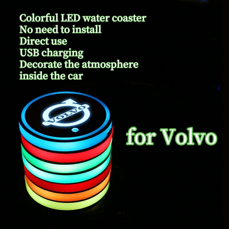 2pcs automobile interior center console LED water coaster multicolor atmosphere lamp is suitable for Volvo Car GM.