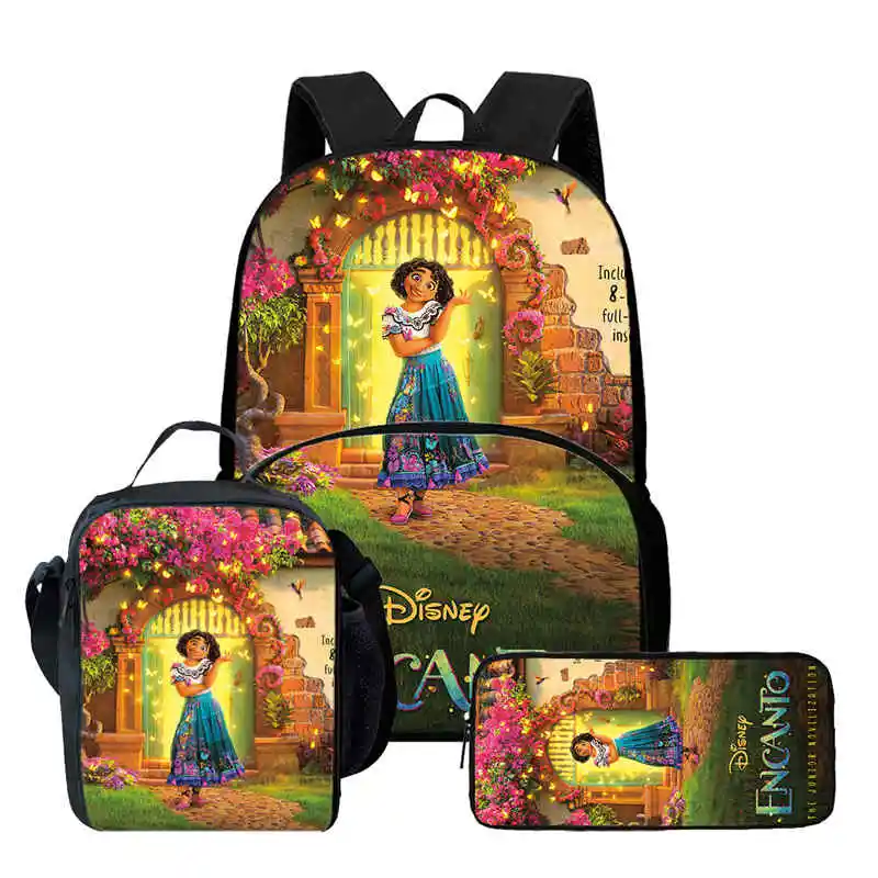 

Cartoon ENCANTO Child Backpack with Front Pocket,Lunch Bags,Pencil Bags for Aged 5-10,Cartoon School Bags for Boys Girls