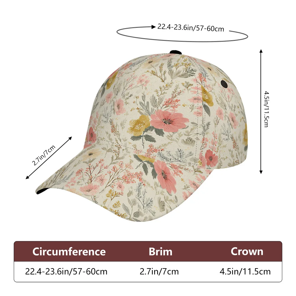Custom 1pc, Spring Floral Design Baseball Cap – a Trendy Duckbill Hat Crafted from Lightweight Polyester, Ideal for Running, Out