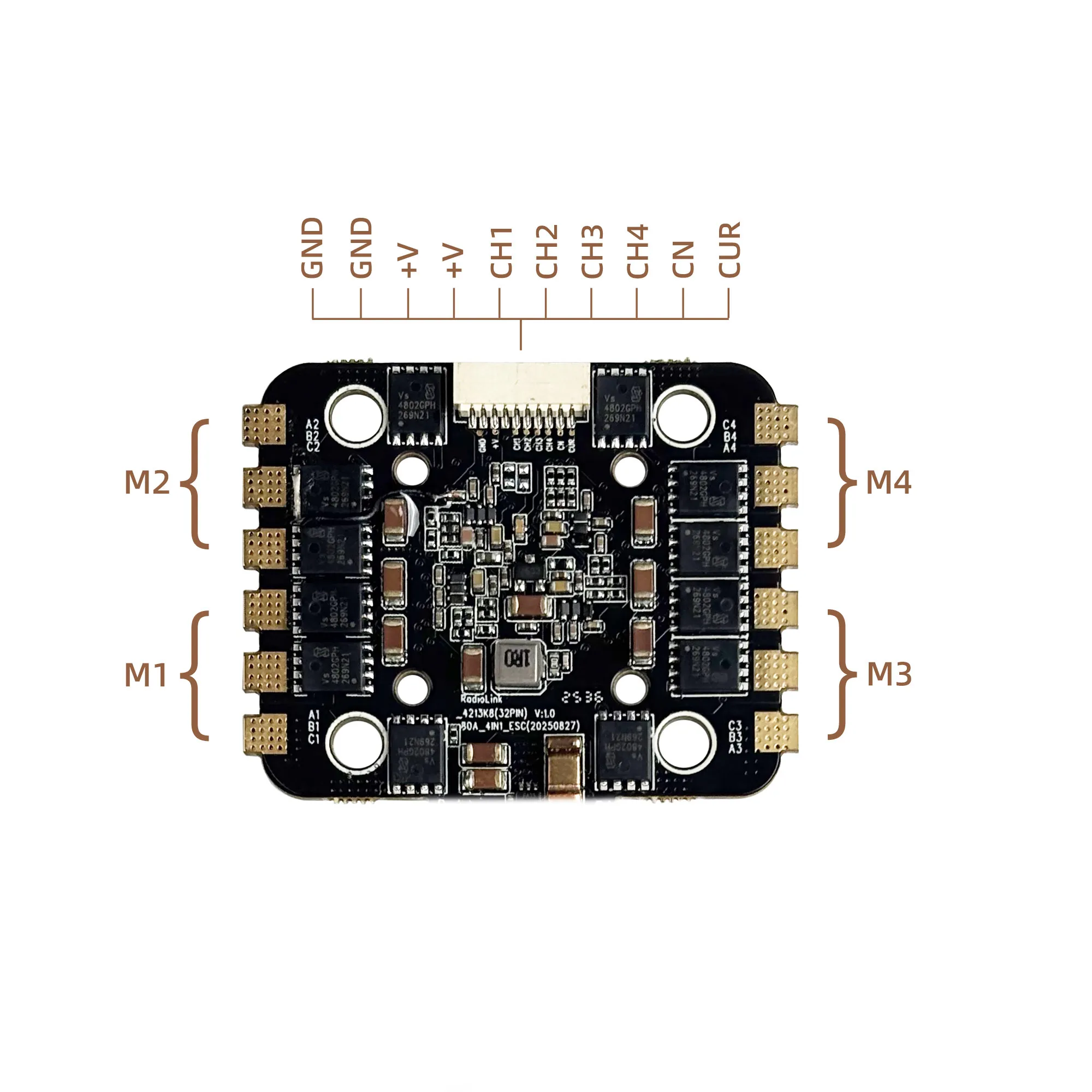 Radiolink AM32 70A 4-in-1 ESC Multi-protocol 4-in-1 Electronic Speed Controller for Medium Large Drones and FPV Racing Drones