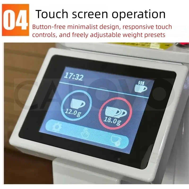 CAFOVO KG4SC Профессиональная количественная кофемолка для взвешивания, 64 мм, плоские заусенцы, сенсорный экран, кофемолка для эспрессо для домашнего бариста