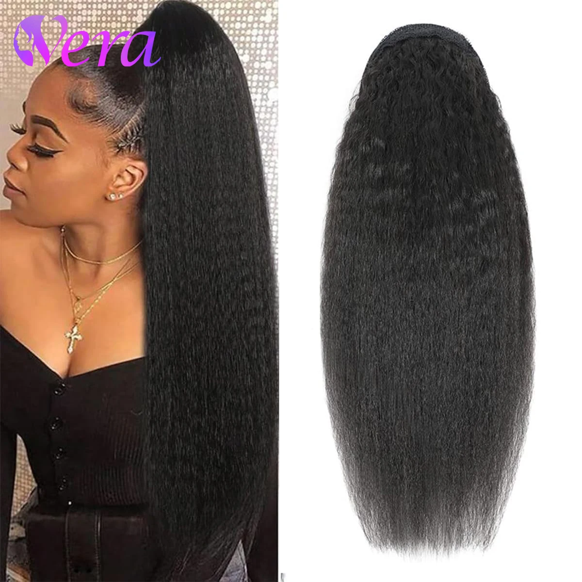 26 "ذيل حصان تمديد الرباط طويل غريب مستقيم البرازيلي الشعر البشري ذيل حصان الطبيعي لينة كليب في الشعر ذيل حصان تمديد #1