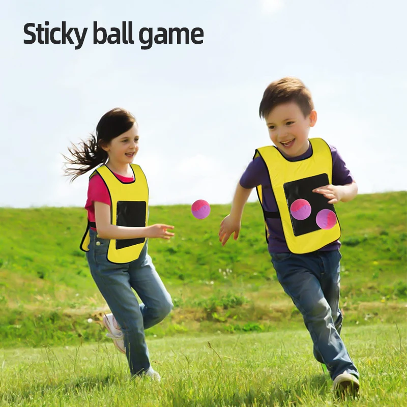 Sticky Jersey Outdoor Sports Toy Kid Dodgeball Game Yellow Sticky Jersey Vest With 4 Balls Throwing Toys For Children Party Game