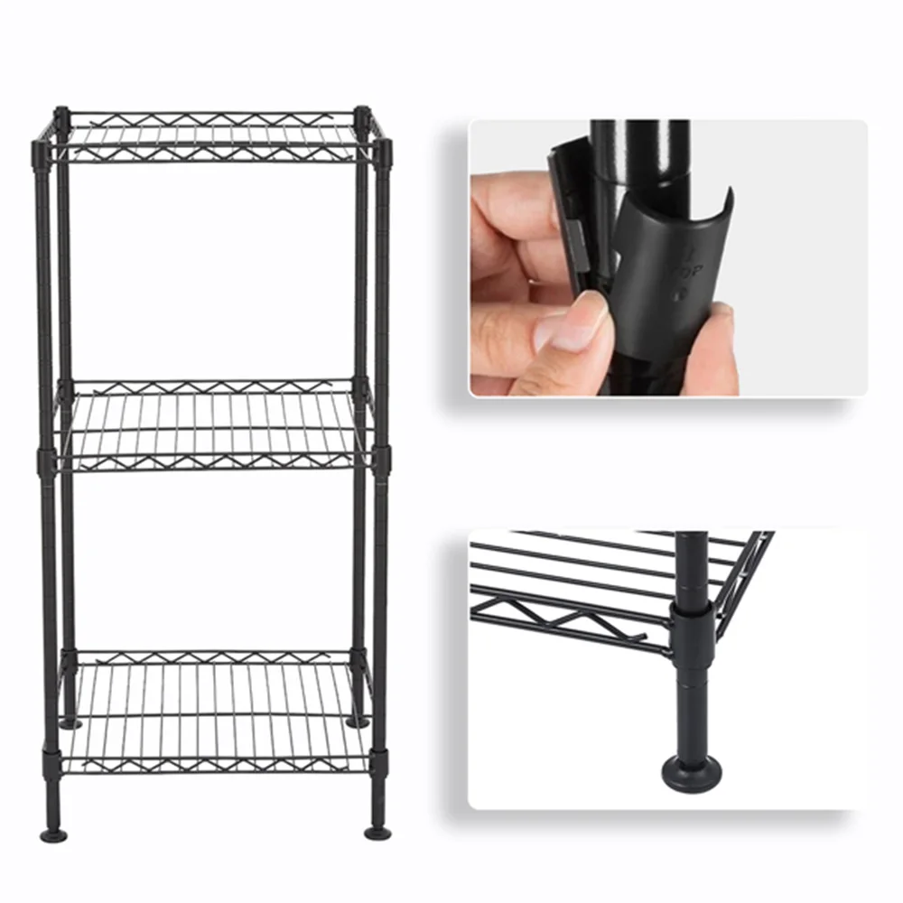 

3-Tier Black Wire Shelving Tower