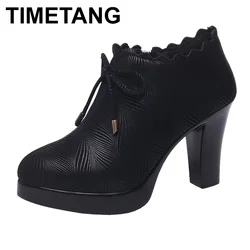 TIMETANGDeep Mouth Shoes Spring Autumn Women Pumps For Ladies Wedding Shoes Bridal Shoes High Heels Platform Big Size Office New