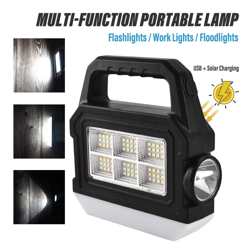 

Powerful LED Flashlight Multifunctional COB Portable Light Work Light With Side and Bottom Lights Support for Solar Energy