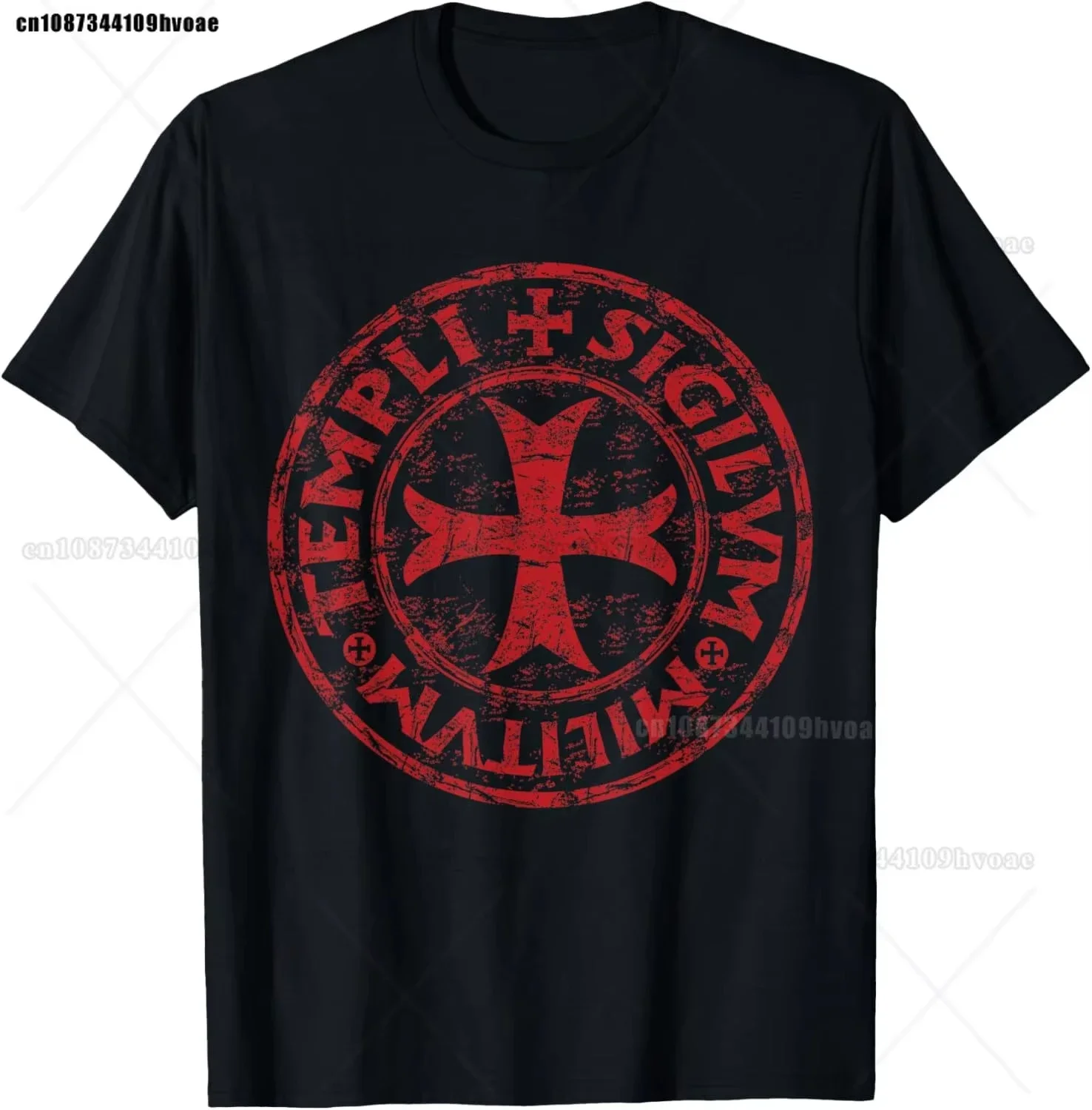 Men's Templar Knight Crusader Christian Graphic T-Shirt 2026 Summer Black Cotton Oversized Streetwear Tee for Faith Fans view 2
