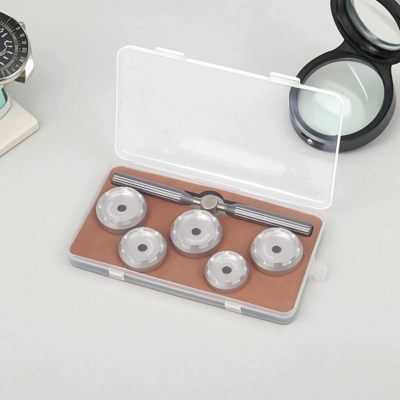 Watch Case Opener with Dies Anti-Slip Watch Case Opener Die Set Tool Handheld Precision for Watchmakers, Repair Benches