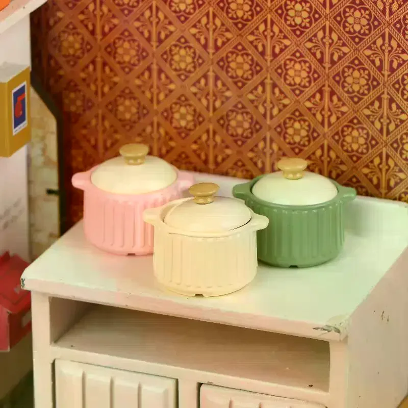1/12 Cucina per casa delle bambole in miniatura Pentola per zuppa color burro Modello Casa delle bambole Utensili da cucina Decorazione Casa delle bambole Micro scena Ornamento