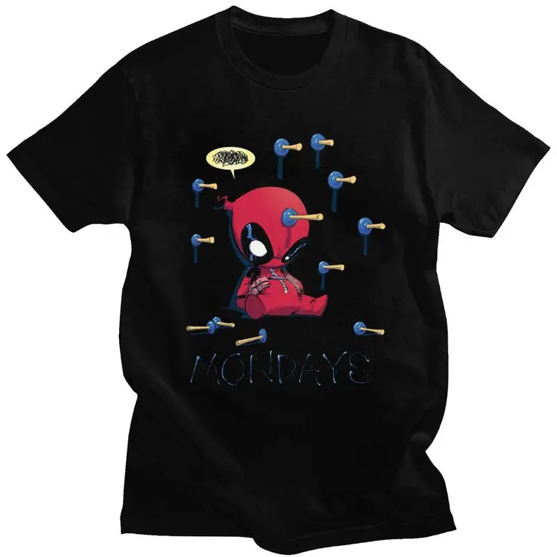 

Deadpool I Hate Mondays T Shirt for Men Pure Cotton Tshirt Versatile Graphic Tee Tops Short Sleeve T-shirt Slim Fit Clothing