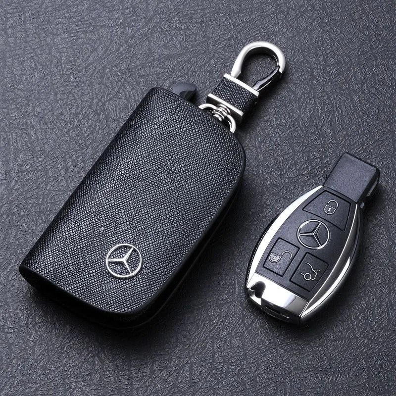 Leather Car Key Case Protection Auto Key Bag Key Chain Cover For Mercedes Benz W176 W177 W204 W205 W212 W213 W206 X156 X253 W117