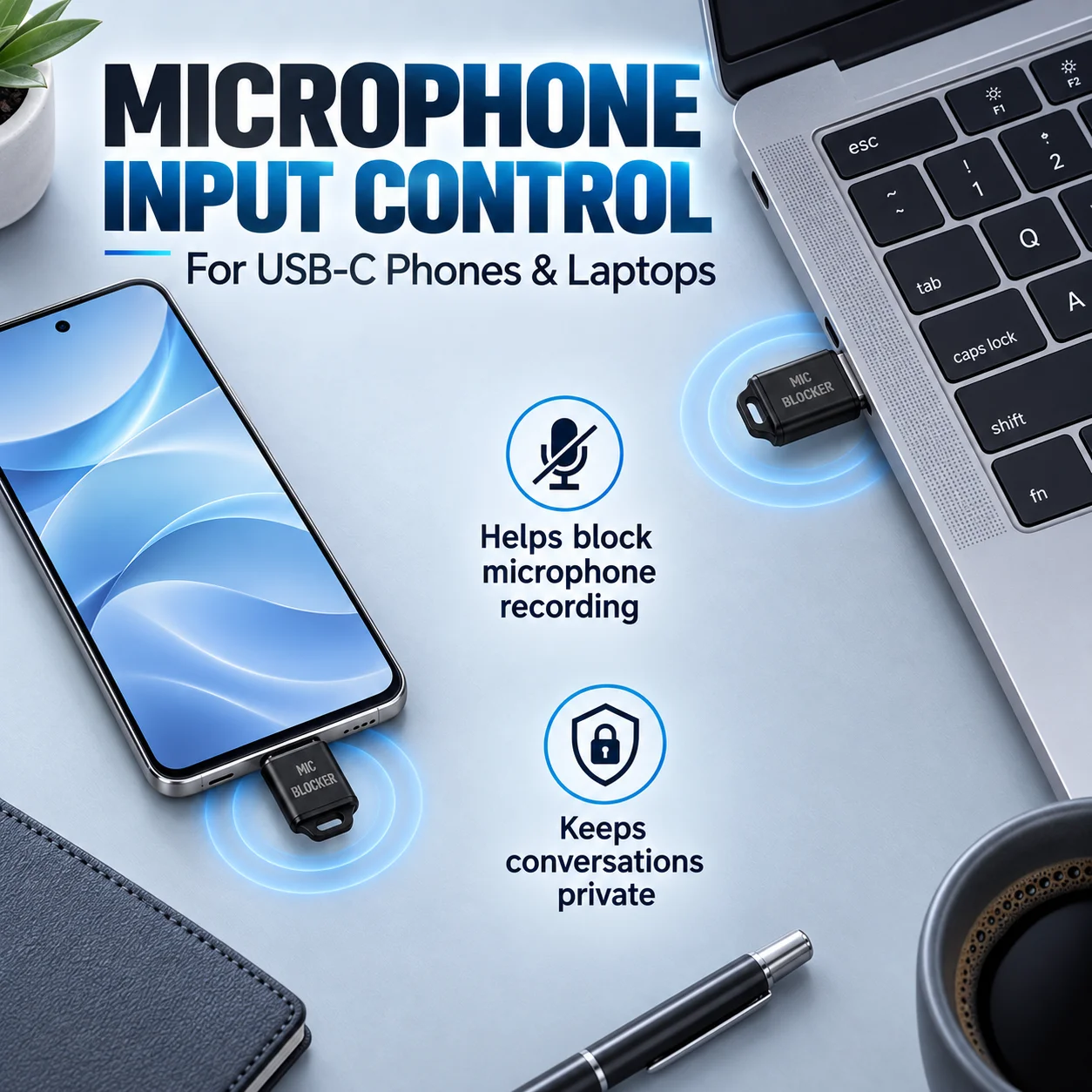 Portable Sound Blocker MIC Blocker Anti-Recording Shield Prevent Eavesdropping Surveillance Audio Jammer for Meeting Privac