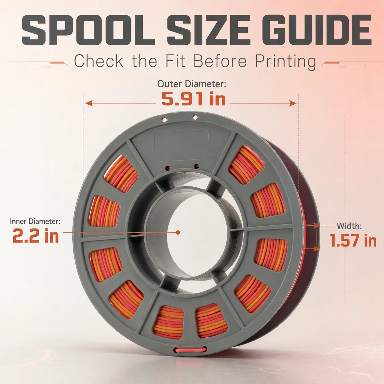 Matte Sunset Gradient PLA Filament 1.75mm 300g Mini Spool - Red Orange Yellow Multi Color Rainbow PLA 3D Printer Material Neat Winding for Bambu Lab Ender 3 AMS