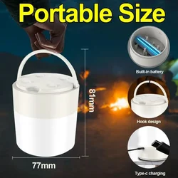 LED Camping Lantern Type-C USB Rechargeable Night Light Three-color Light Source Atmosphere Lights Tent Lamp Waterproof