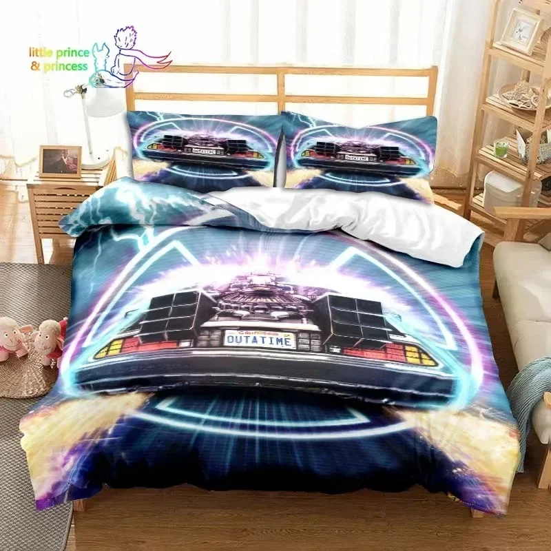 Sci-fi Movie Back to the Future Bedding Set Single Twin Full Queen King Size Bed Set Adult Kid Bedroom Bedding Gift