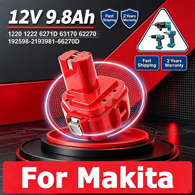 12V Ni-MH Battery for Makita PA12, Makita 1200, 1220, 1201, 1222, 1233SA/B1235, 192681-5 Power Tool Battery New 9800mAh