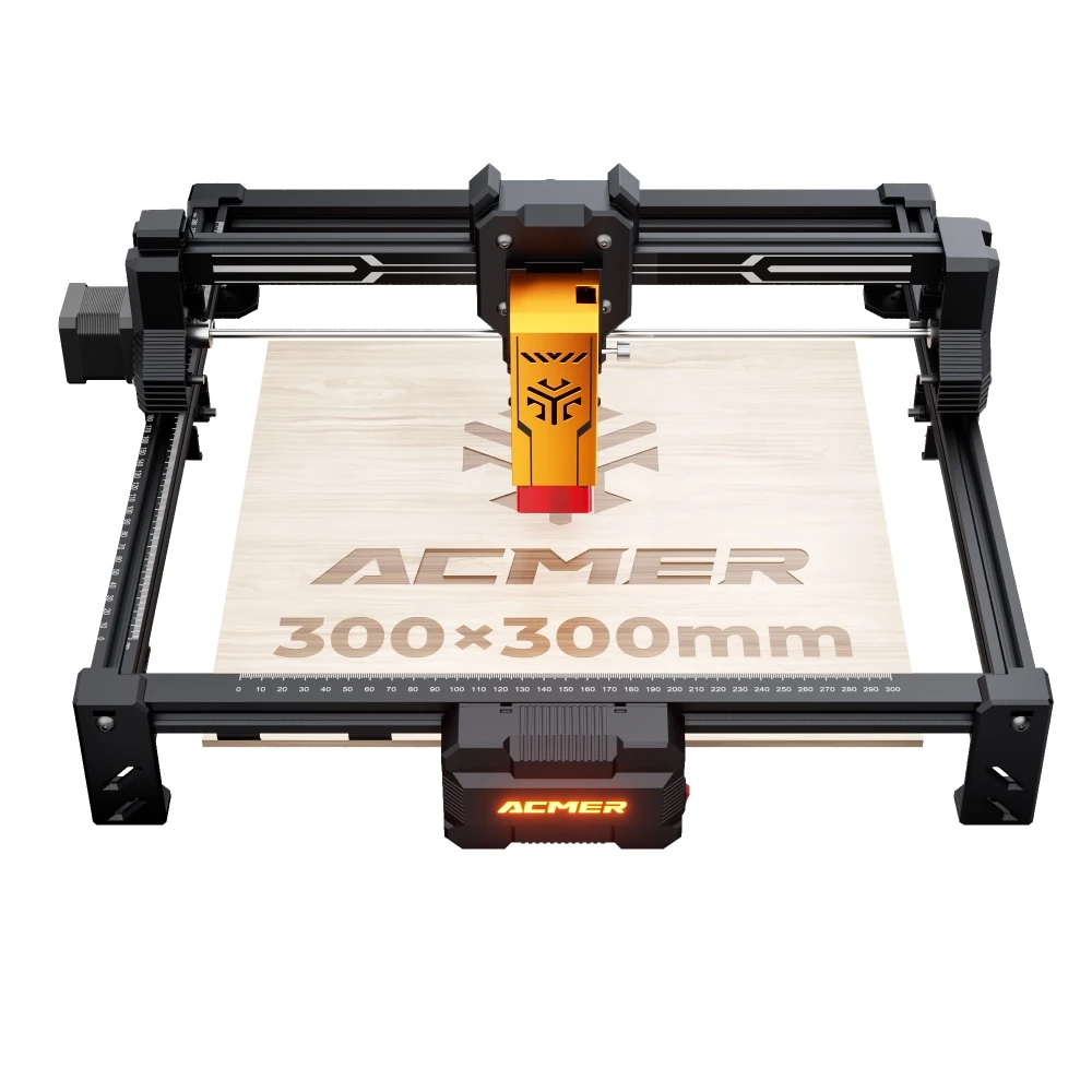 ACMER S2 Laser-Gravur- und Schneidemaschine, Blaulicht-Diode, Arbeitsbereich 300 x 300 mm, CNC-Holzschneidewerkzeuge, DIY-Logodrucker