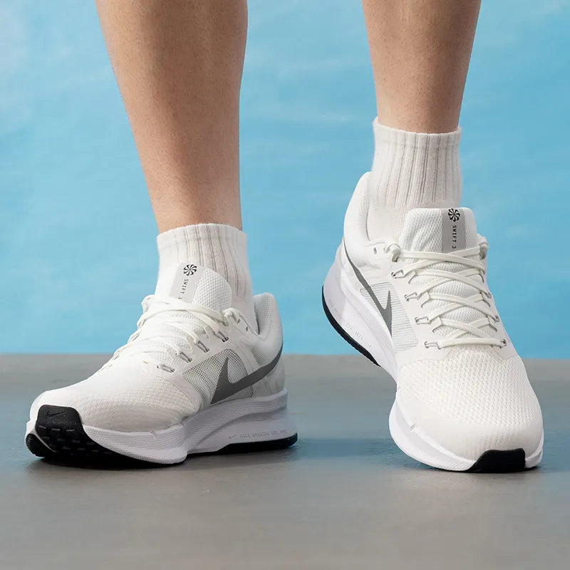 Nike Mens Running Shoe DR2695-122 Summit White Metallic Silver White Black Dust Photon Purple Toe Box Mesh Eyestay Rear Te