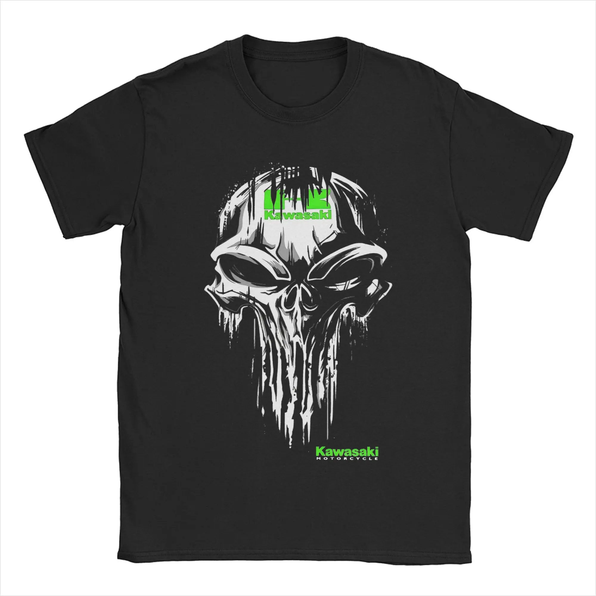 Printed K-Kawaski Skull Logo T Shirt for Men Women  Cotton Tee Shirt Short Sleeve Clothing