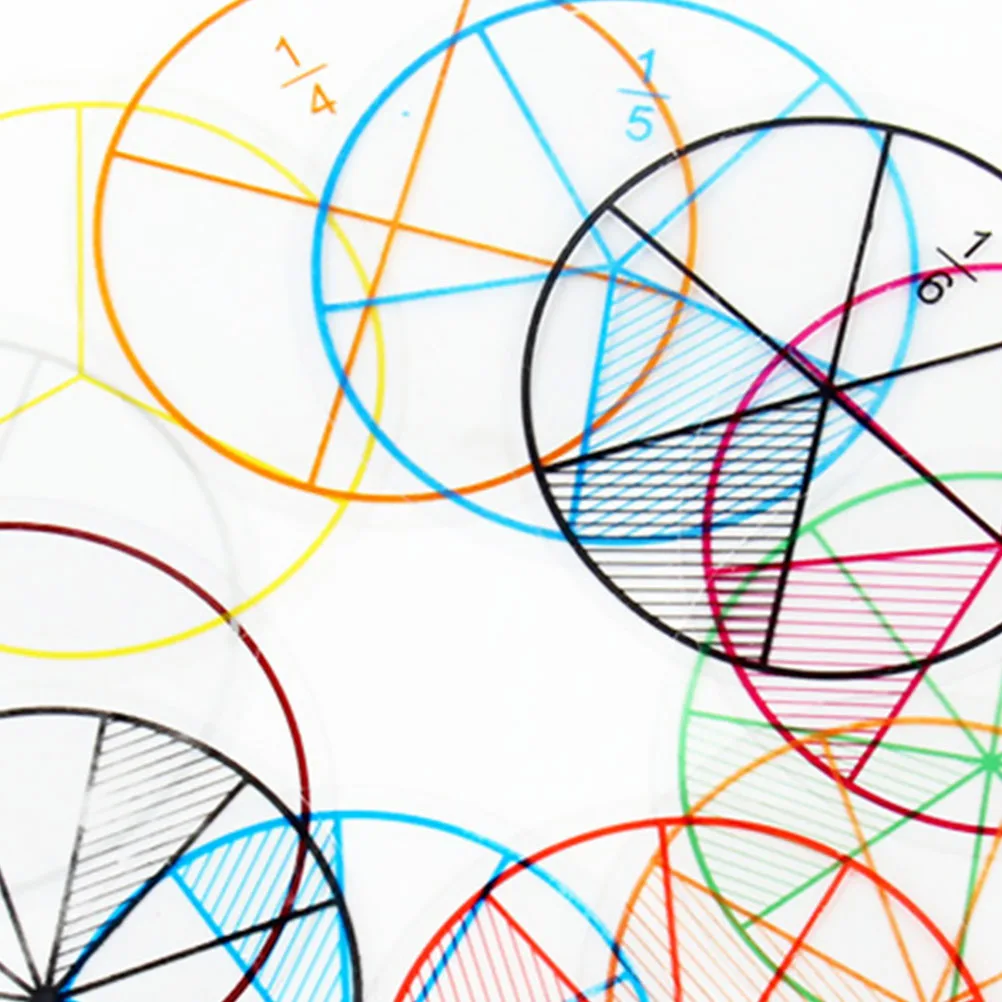 

10Sets Fraction Circles Teaching Instruments 8cm Colorful Math Manipulatives Educational Props Classroom Learning Resource