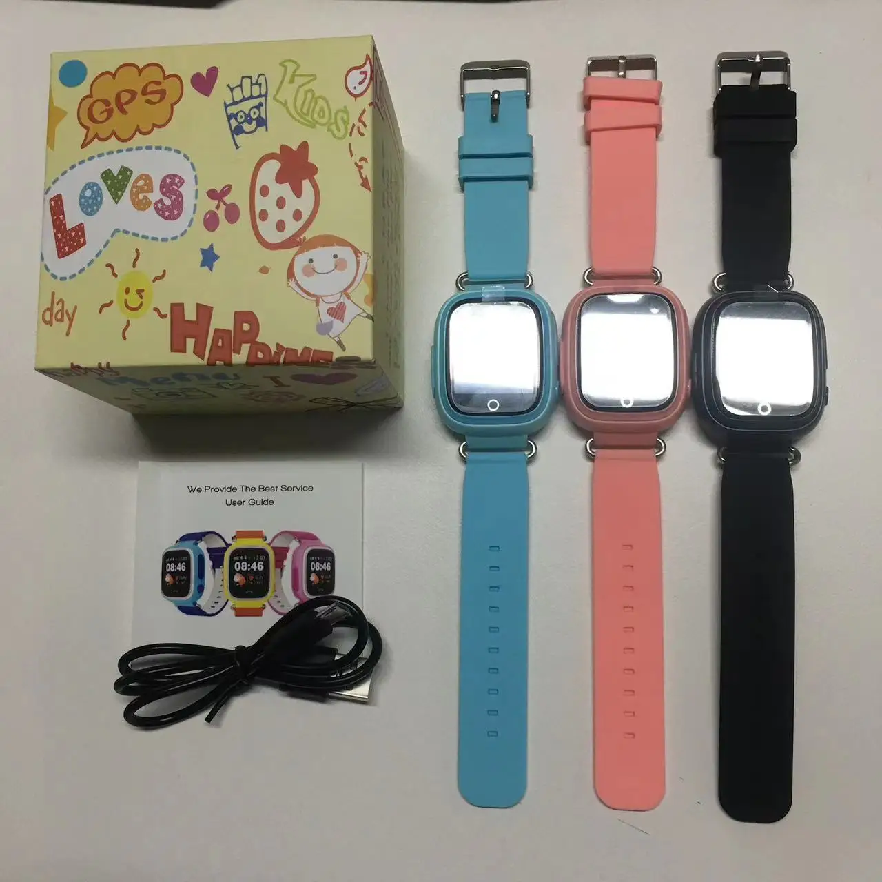 어린이를위한 Q90 스마트 시계, GPS 추적기 Sim 카드 스마트 워치 전화 분실 방지 파인더 SOS 전화 어린이 손목 시계 피트니스 트랙