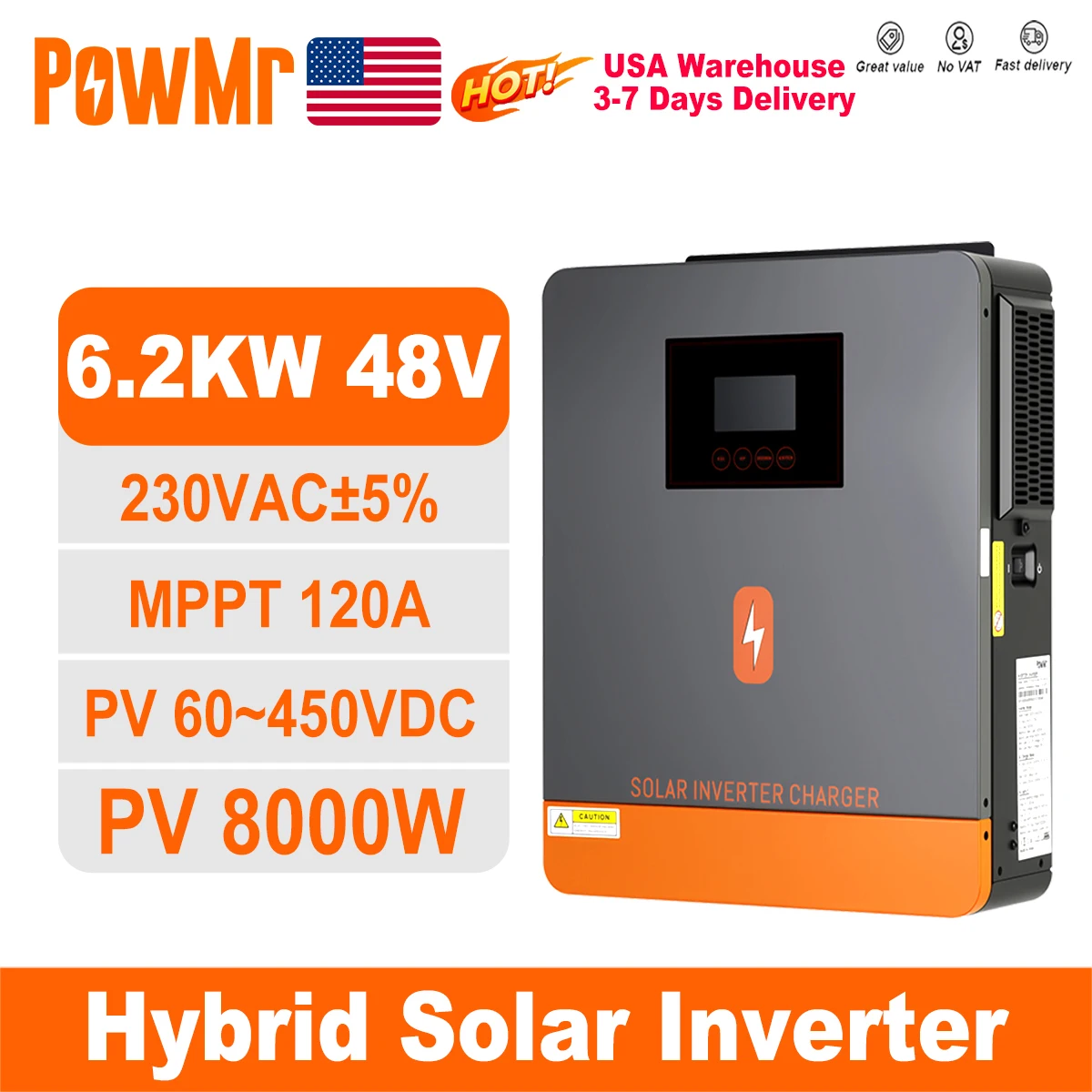 Power Tools America - PowMr USA 6.2KW 6200W 48V Hybrid