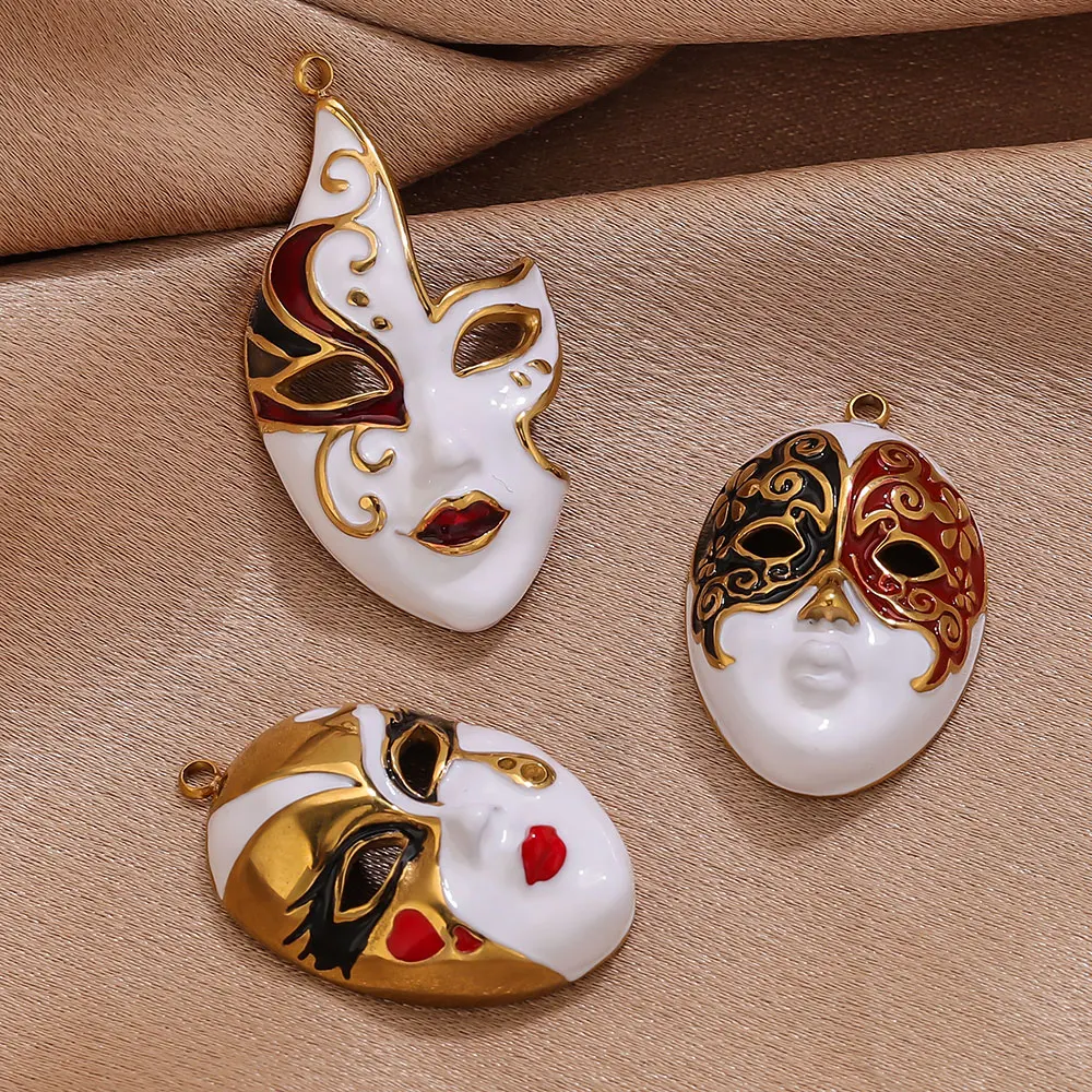 1PCS Mask Water Drop Evil Eye Stainless Steel Charms Enamel Pendant Accessories DIY Women's Jewelry Necklace Making Connectors image 6
