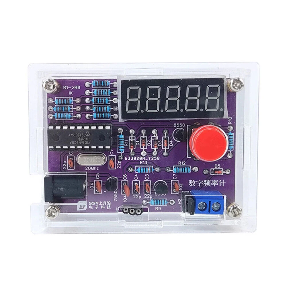 1set 1Hz-50MHz DIY Frequency Counter Meter Oscillator Tester  LED Display Frequency Tester W/ Acrylic Shell For Measuring Radio