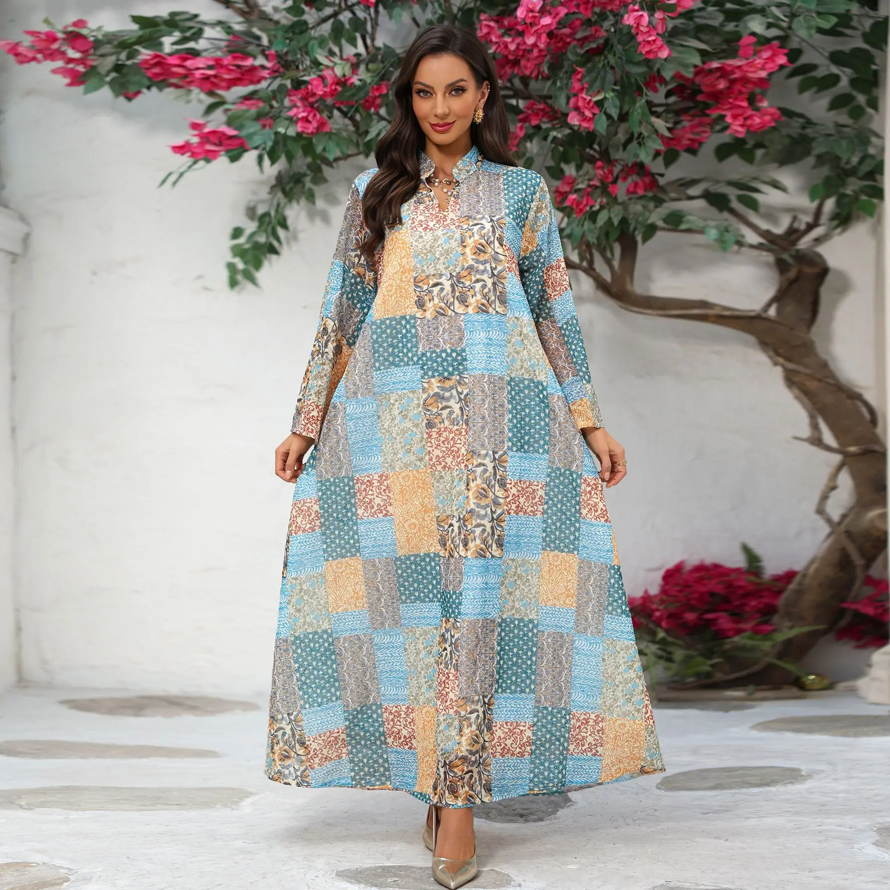 Muslim Long Dress Abaya Women Dubai Print Dresses Eid Maxi Gown Jalabiya Party Abayas Arab Morocco Kaftan Islam Vestidos Ramadan