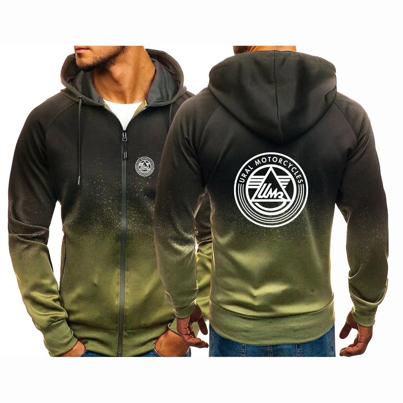 2024 russo ural motocicleta primavera outono homens com capuz zíper moletom jaqueta design de moda casaco masculino casual hoodies