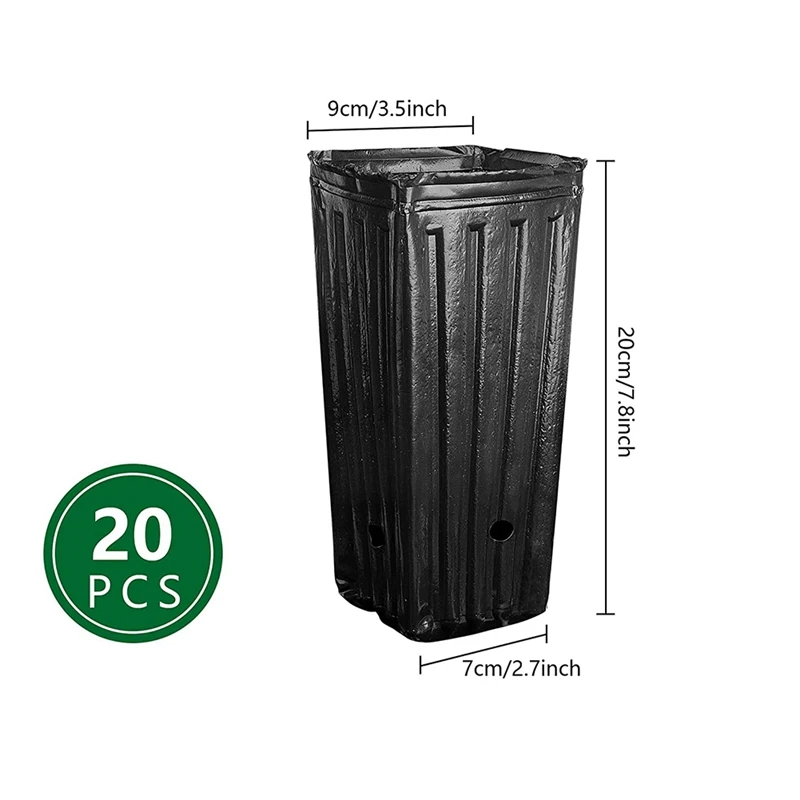 PZHI 20Pcs Tall Tree Pots Deep Nursery Treepots 7.8inch Tall Seedling Flower Plant Container Pots for Indoor Outdoor Garden