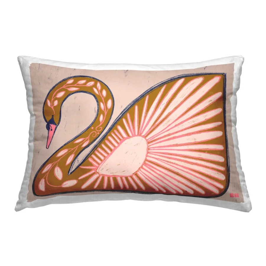

Industries Boho Floral Swan Decorative Printed Throw Pillow, 14 x 20