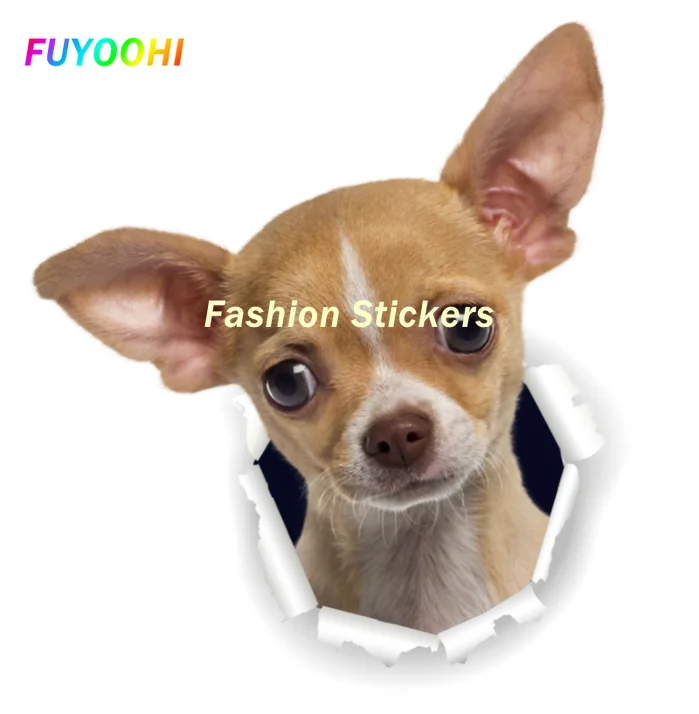 FUYOOHI Exterior/Protection Fashion Stickers 3D Chihuahuas Dog Stickers Super Staffie Decal on Wall Fridge Toilet Car Bike